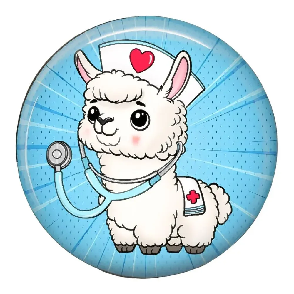 Trauma Llama Nurse Badge Reel Cute Alpaca Retractable ID Holder Funny Gift